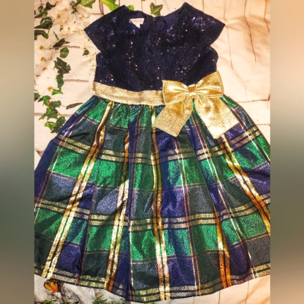 Girls Bonnie Jean Navy Sequin Dress Sz 5